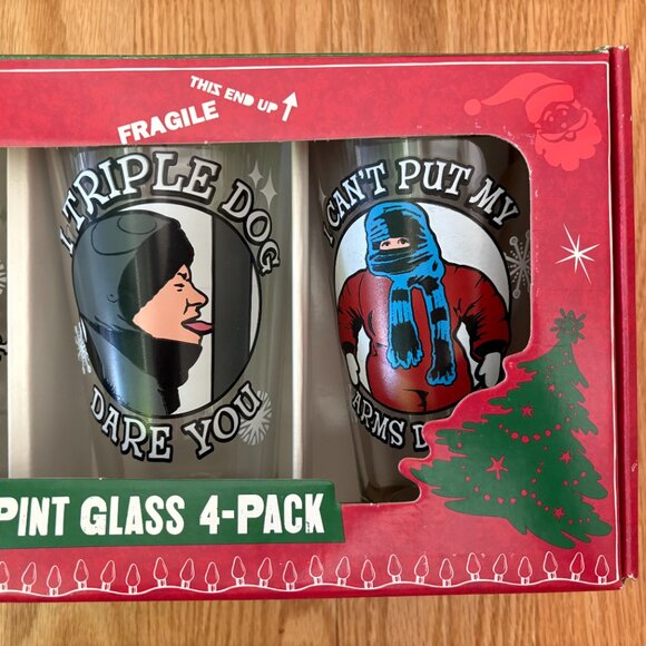 🌟Host Pick🌟 NWT A Christmas Story Collector's Pint Glass 4-Pack Ralphie Old Man - Picture 5 of 11